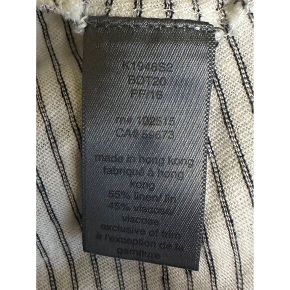 John Varvatos Linen Blend Striped Henley Shirt Men’s Large – Black White Casual - Picture 6 of 6